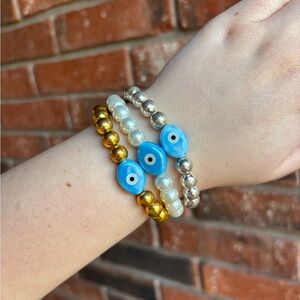Evil Eye Handmade Beaded Bracelet Set of 3